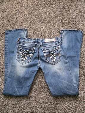Rock Revival Stud Med/light Wash Liberty Bootcut Jeans Size 27